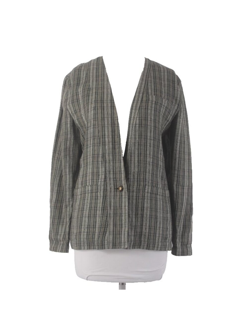 Gianni Versace Blazer Jacket Sz 42 Green Red Multicolor Faux Pockets 100% Linen